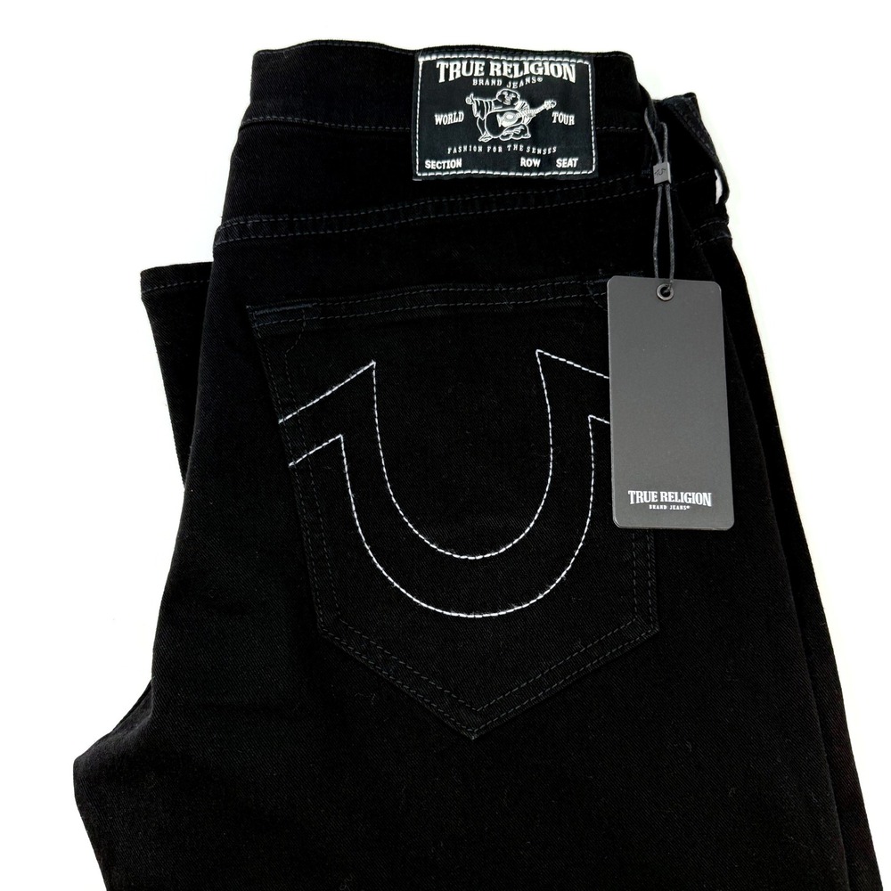 True Religion Geno Relaxed Slim Jeans Mens 32x34 Body Rinse Black 105714 NEW